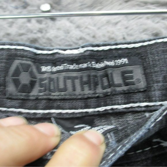Southpole Shorts Mens 34 Black Hi Rise Y2K Skater 90's Grunge Baggy Streetwear - Picture 4 of 14